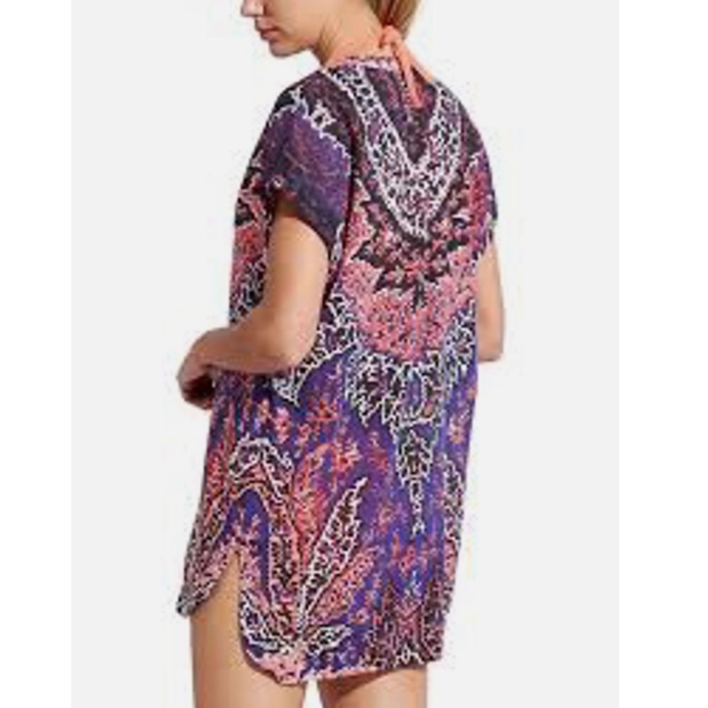 Athleta Purple Pink Paisley Silk Blend Swim Cover Up Dress Small 54023
